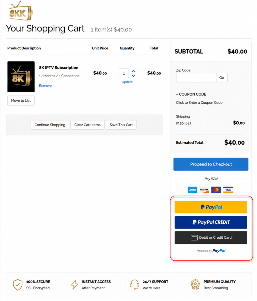 Buy 8K IPTV With PayPal