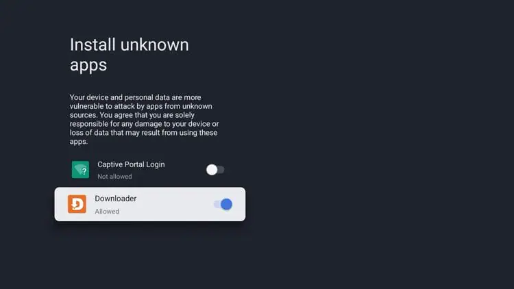 Allow installation from unknown sources