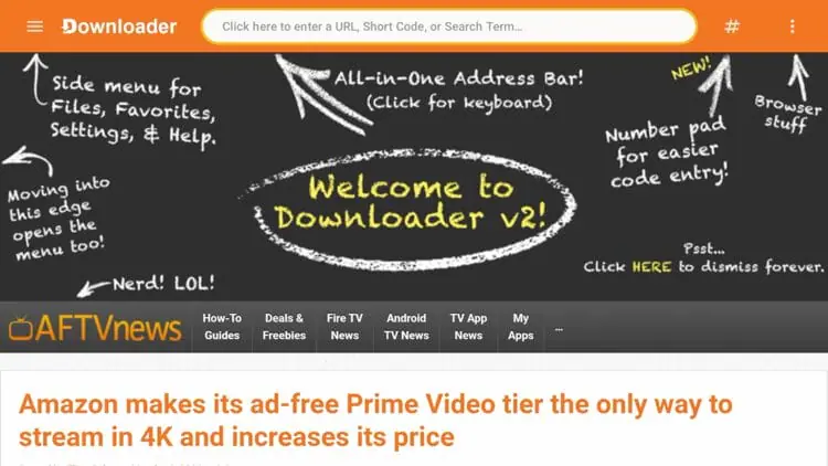 Enter IPTV player code in Downloader
