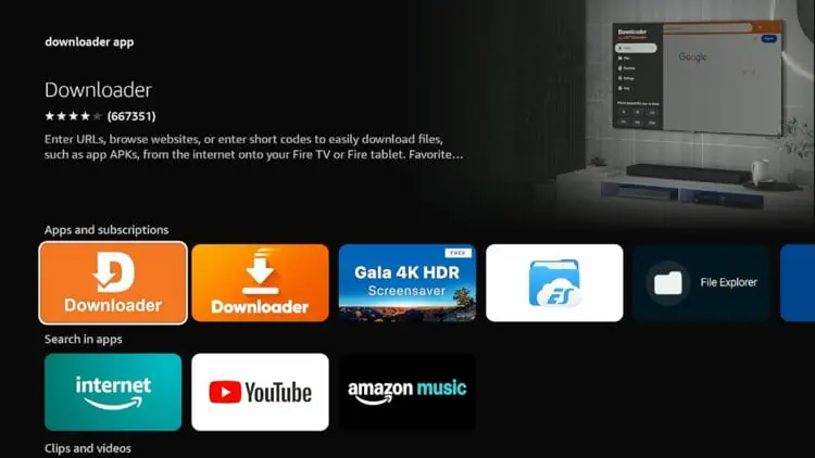 Install Downloader app for 8K IPTV